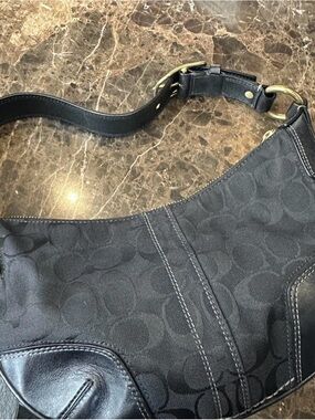 Coach Signature Jacquard Black Shoulder Hobo Bag